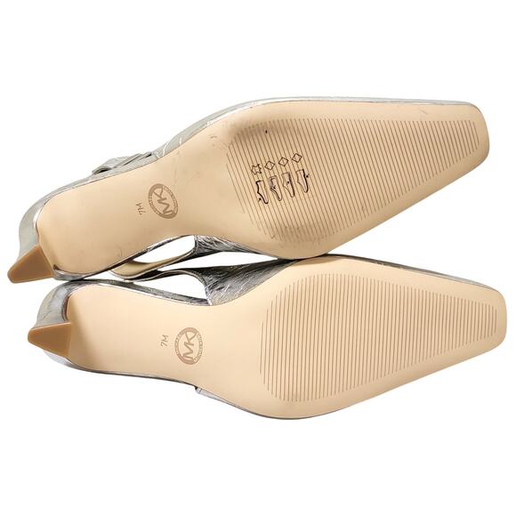 Michael Michael Kors Darrington Slingback Pump Heel Size US 7M Silver Metallic - Picture 3 of 4